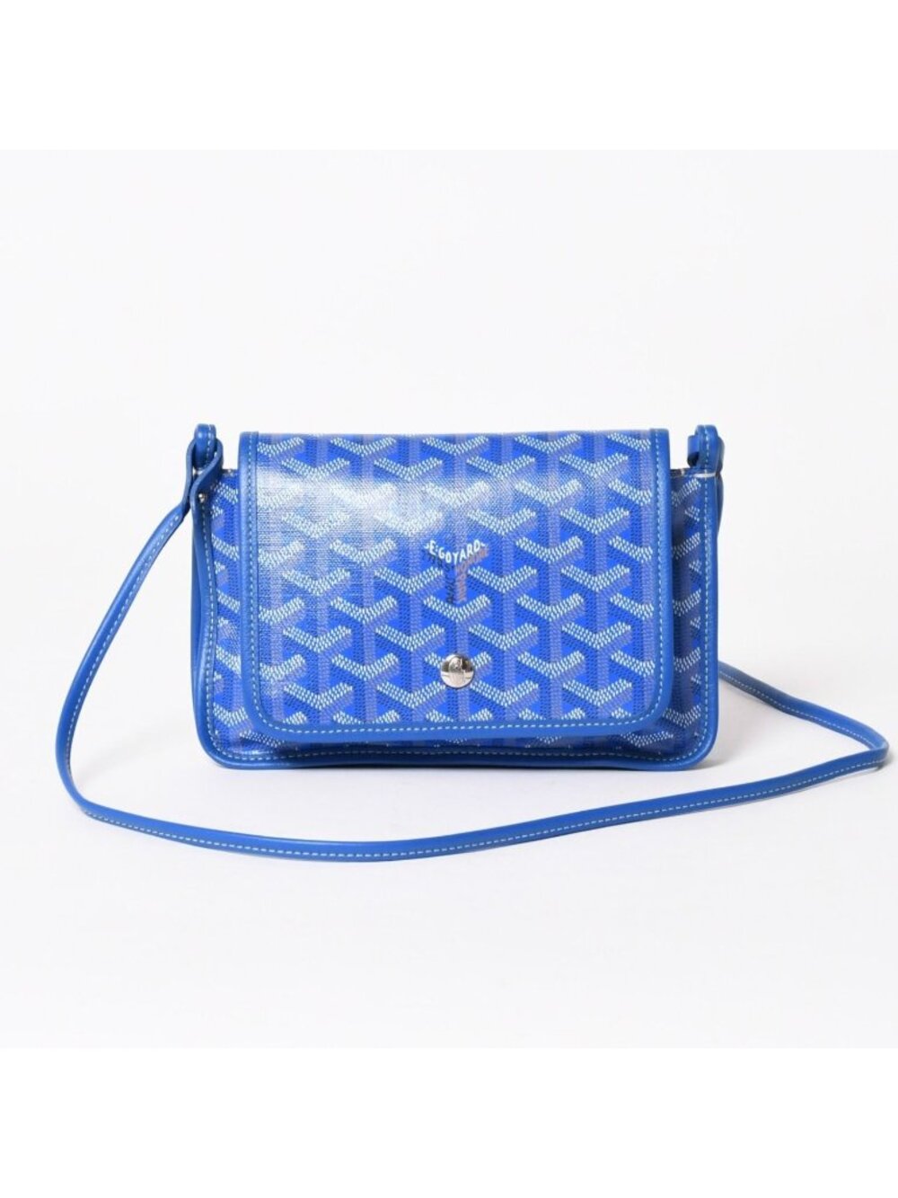 Goyard Plumet Pouch Wallet Shoulder Bag Blue Silver